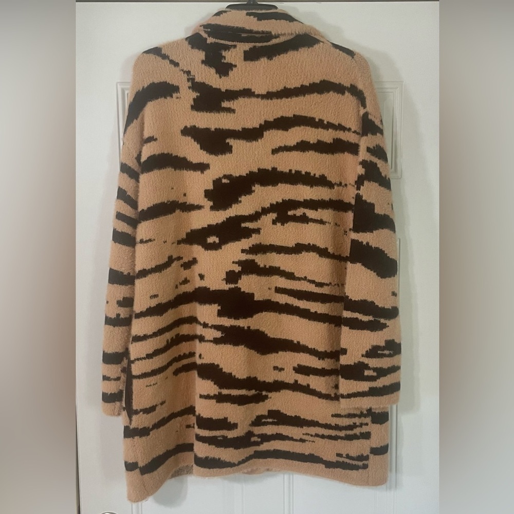 Calligraphie Tiger Stripe Single Button Overcoat Cardigan Size Medium - Picture 6 of 6